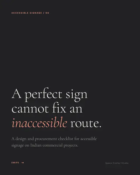 Accessible signage checklist for india, slide 1 of 10, Space Crafter Studio