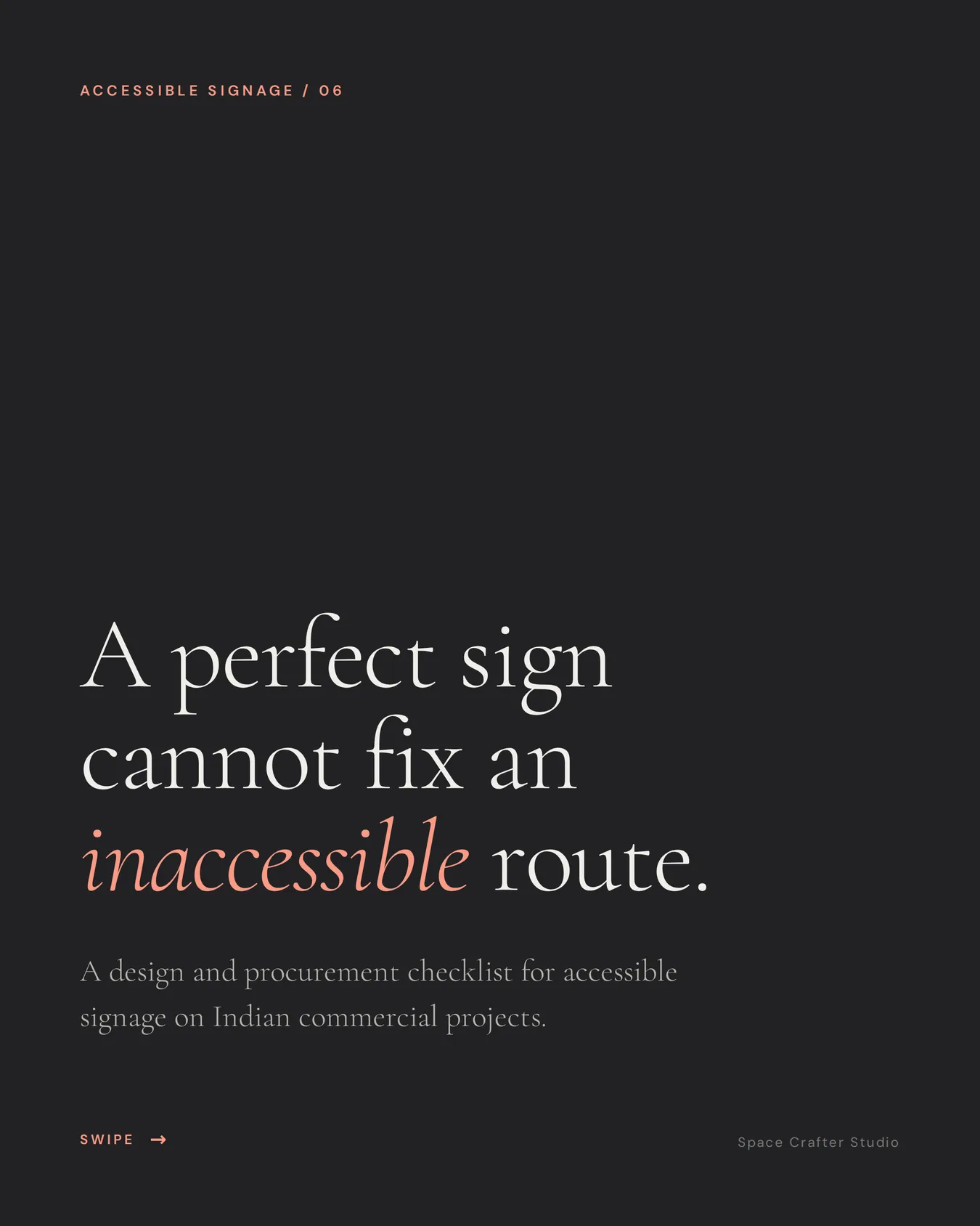 Accessible signage checklist for india, slide 1 of 10, Space Crafter Studio