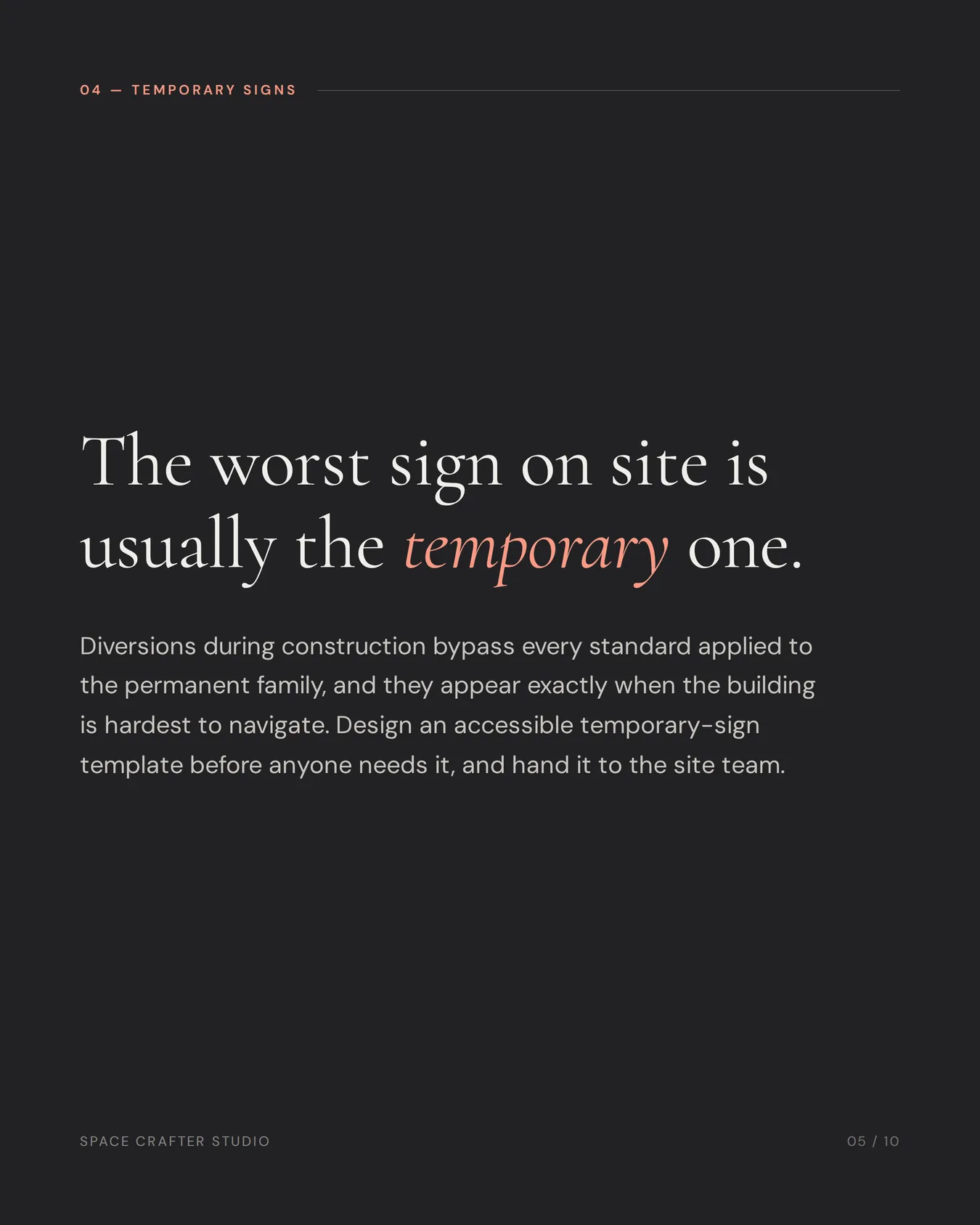 Accessible signage checklist for india, slide 5 of 10, Space Crafter Studio