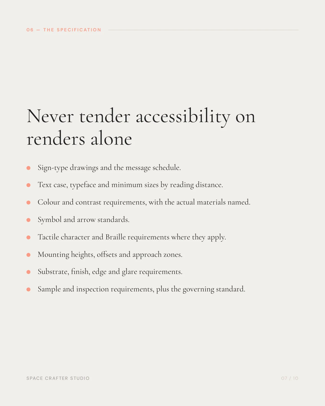 Accessible signage checklist for india, slide 7 of 10, Space Crafter Studio