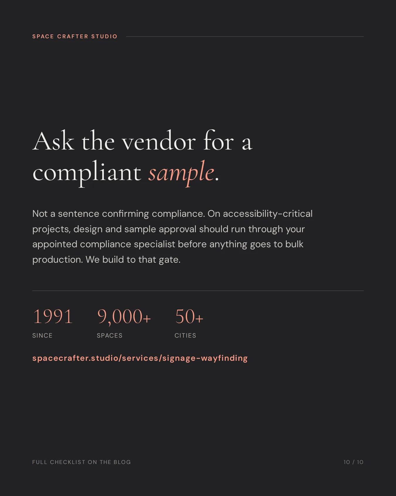 Accessible signage checklist for india, slide 10 of 10, Space Crafter Studio