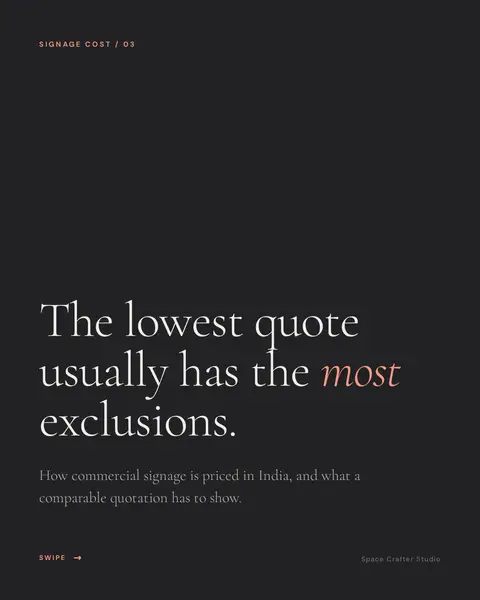 Commercial signage cost in india, slide 1 of 10, Space Crafter Studio