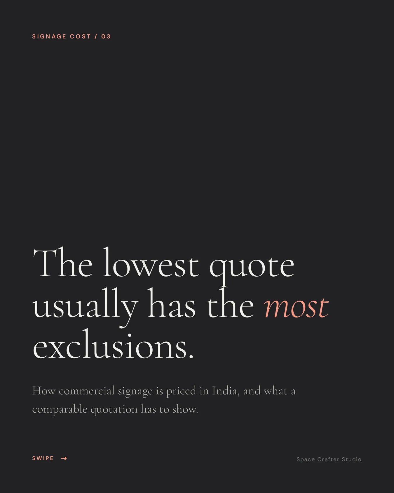Commercial signage cost in india, slide 1 of 10, Space Crafter Studio