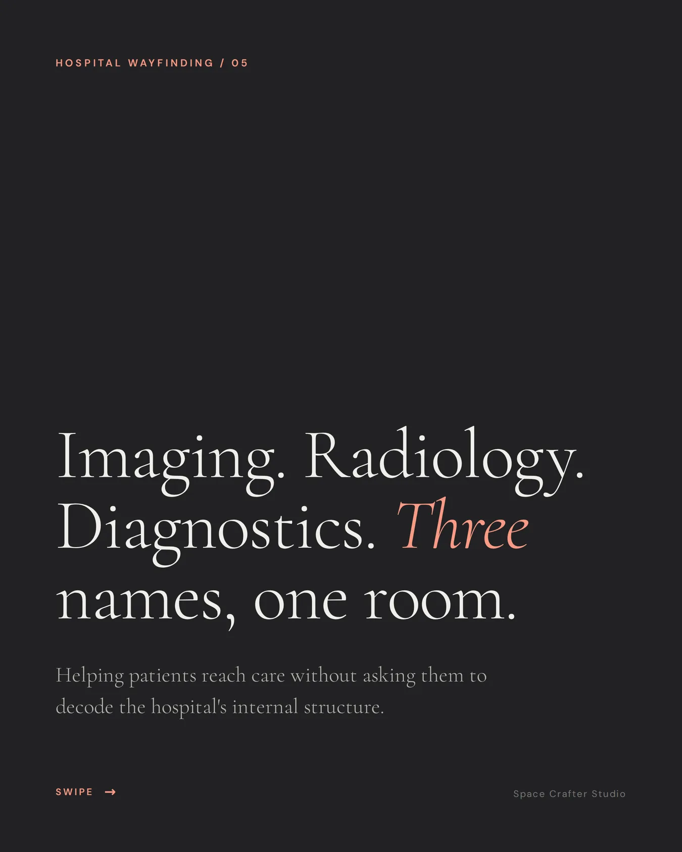 Hospital wayfinding design, slide 1 of 10, Space Crafter Studio