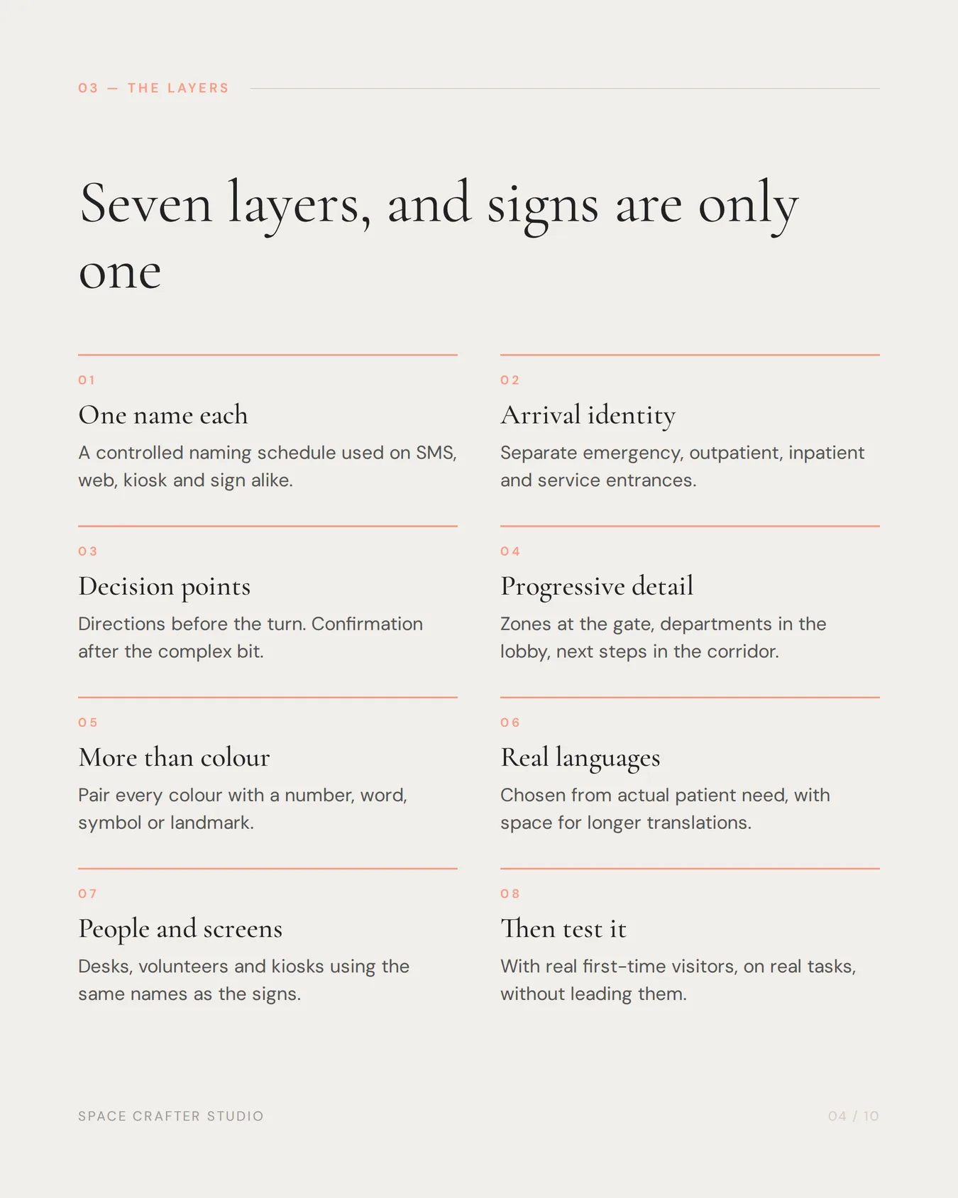 Hospital wayfinding design, slide 4 of 10, Space Crafter Studio