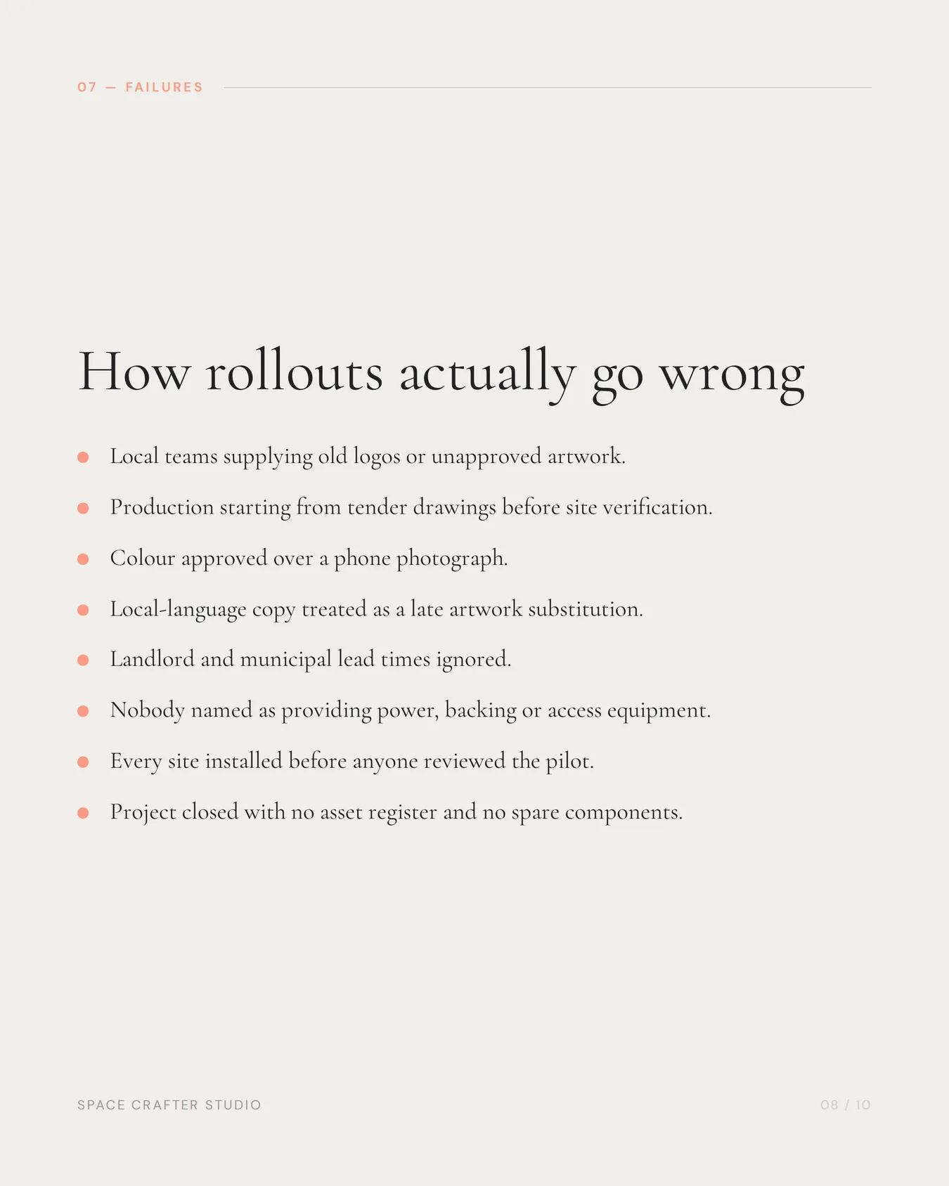 Multi-location signage rollout, slide 8 of 10, Space Crafter Studio