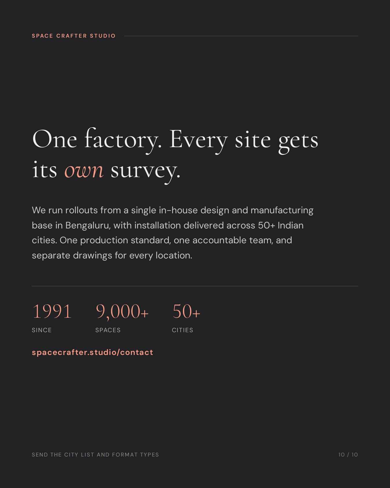 Multi-location signage rollout, slide 10 of 10, Space Crafter Studio