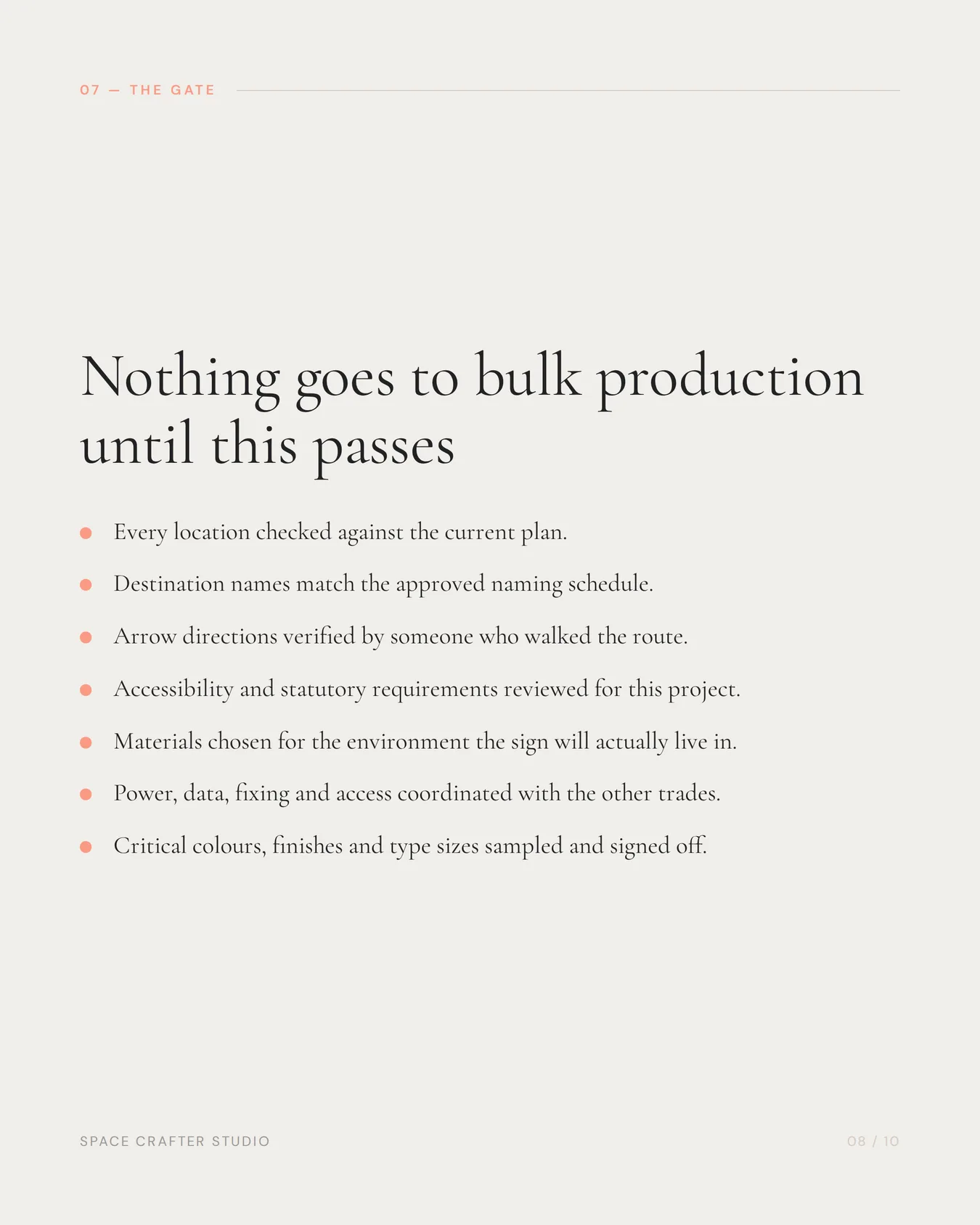 Signage and wayfinding masterplan, slide 8 of 10, Space Crafter Studio