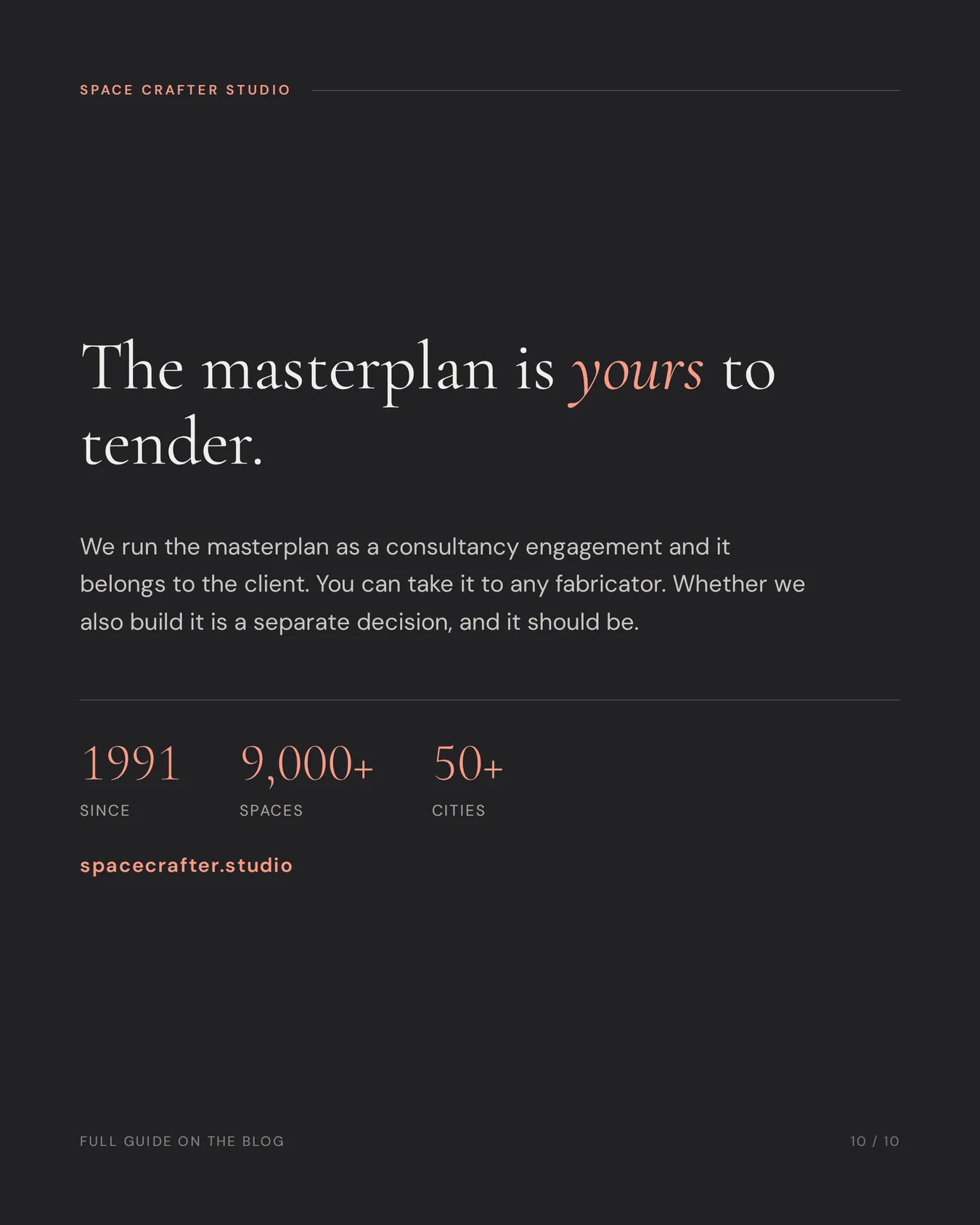 Signage and wayfinding masterplan, slide 10 of 10, Space Crafter Studio