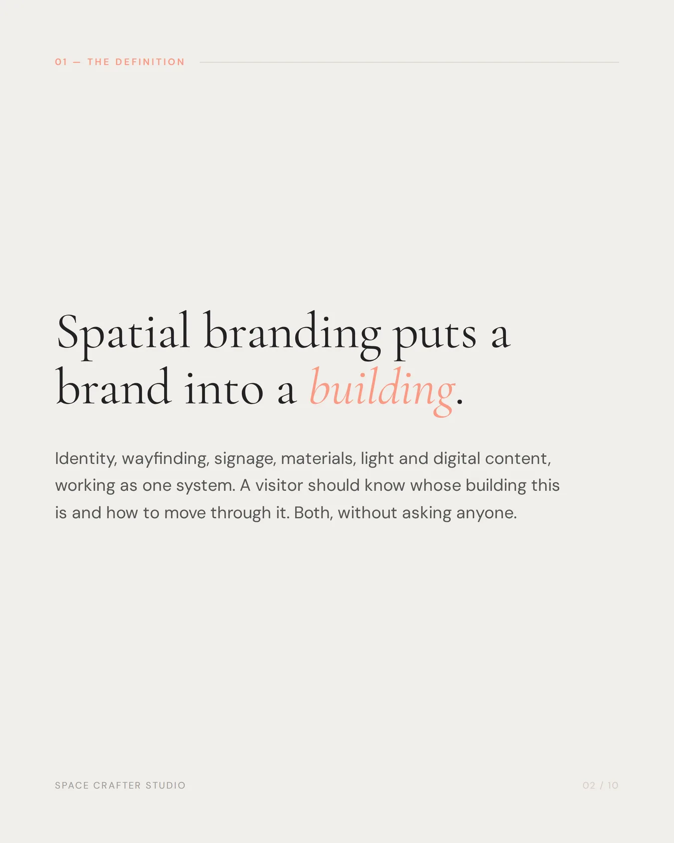 Spatial branding explained, slide 2 of 10, Space Crafter Studio