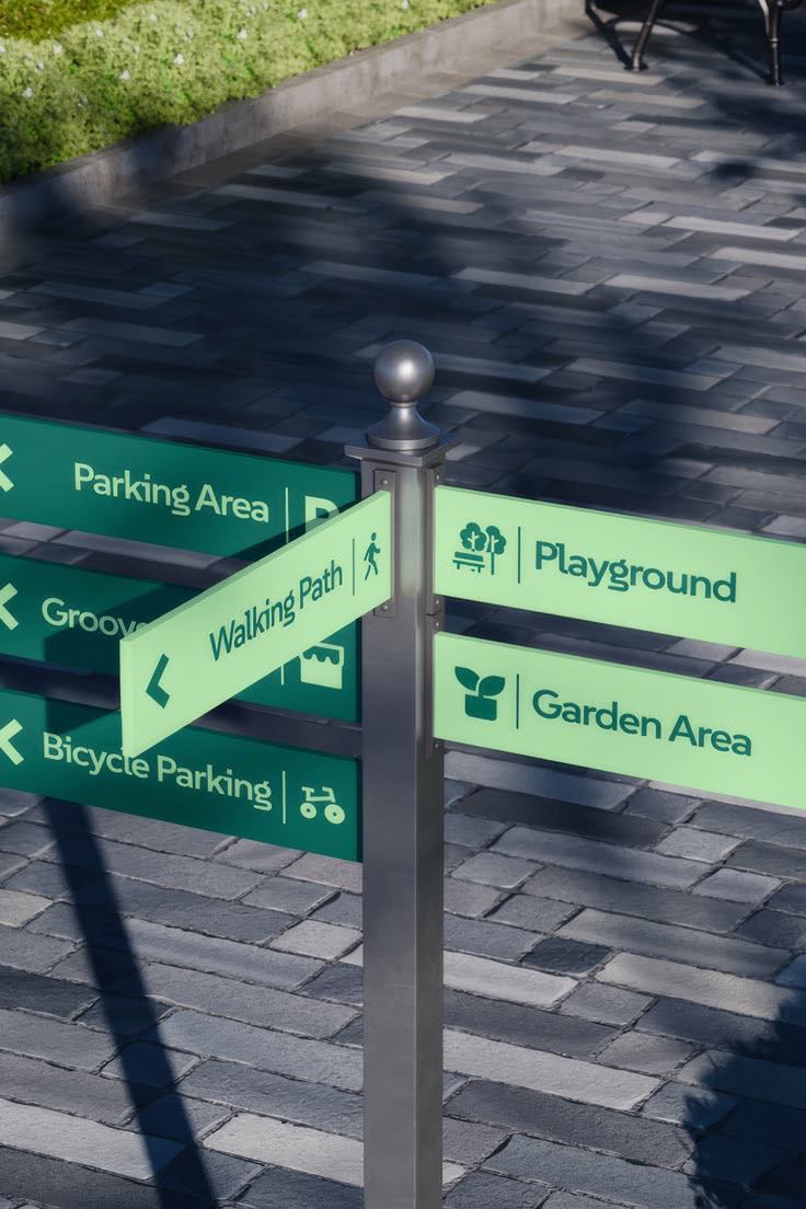 Wayfinding decision points and sign locations